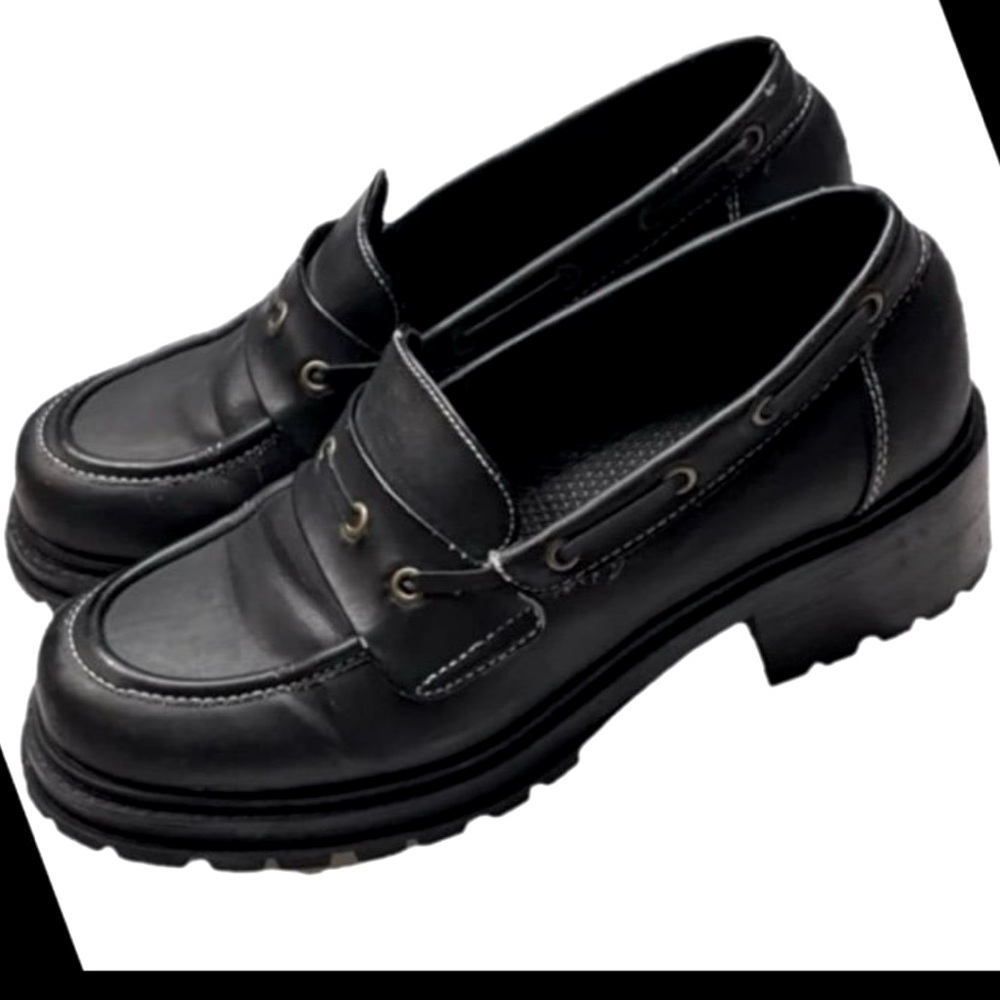 Vintage 90s Fashion Bug Original WMN 9 Black Minimalist Y2K Chunky platform Heel